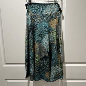 Level Eight Womens Blue Green Peacock Paisley  Midi Skirt Size L Boho A-Line